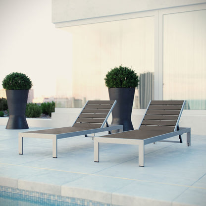 Shore Chaise Outdoor Patio Aluminum, Grey, Metal 11483