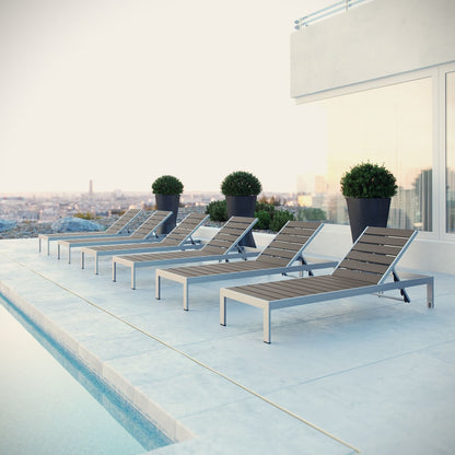 Shore Chaise Outdoor Patio Aluminum Set of 6, Grey, Metal 11485
