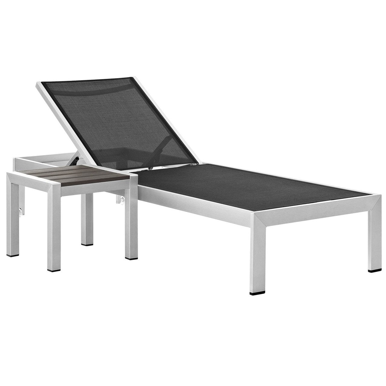 Shore Chaise and Side Table set, Black, Metal 11486