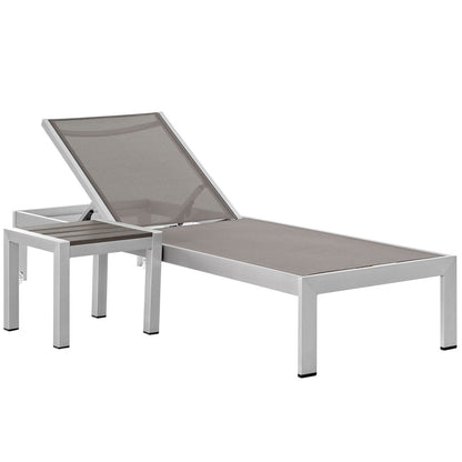Shore Chaise and Side Table set, Grey, Metal 11487