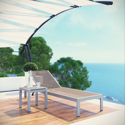 Shore Chaise and Side Table set, Grey, Metal 11487