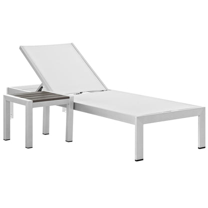 Shore Chaise and Side Table set, White, Metal 11488