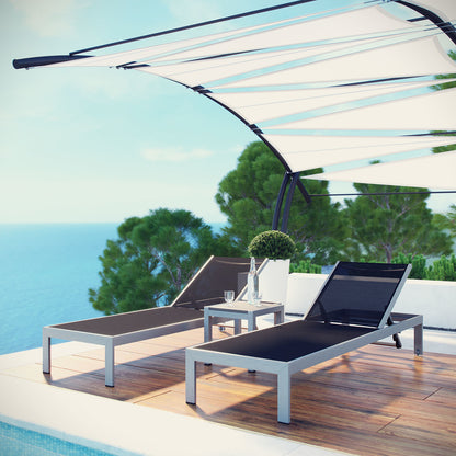 Shore 3 Piece Outdoor Patio Aluminum Set, Aluminum Metal Steel, Black 13554