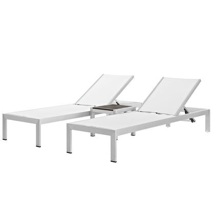 Shore 3 Piece Outdoor Patio Aluminum Set, Aluminum Metal Steel, White 13556