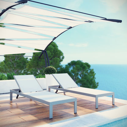 Shore Chaise Outdoor Patio Aluminum, White, Metal 11491