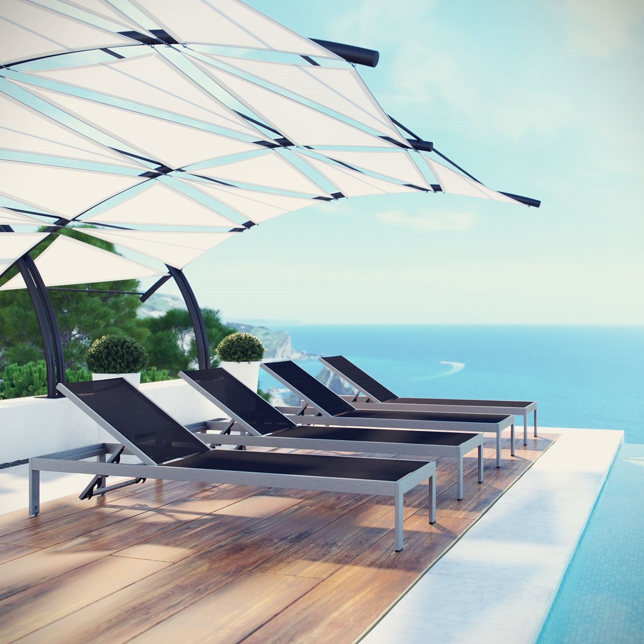 Shore Chaise Outdoor Patio Aluminum, Black, Metal 11492