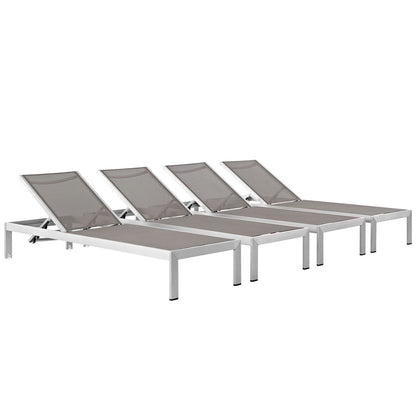Shore Chaise Outdoor Patio Aluminum, Grey, Metal 11493