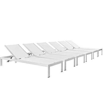 Shore Chaise Outdoor Patio Aluminum, White, Metal 11497