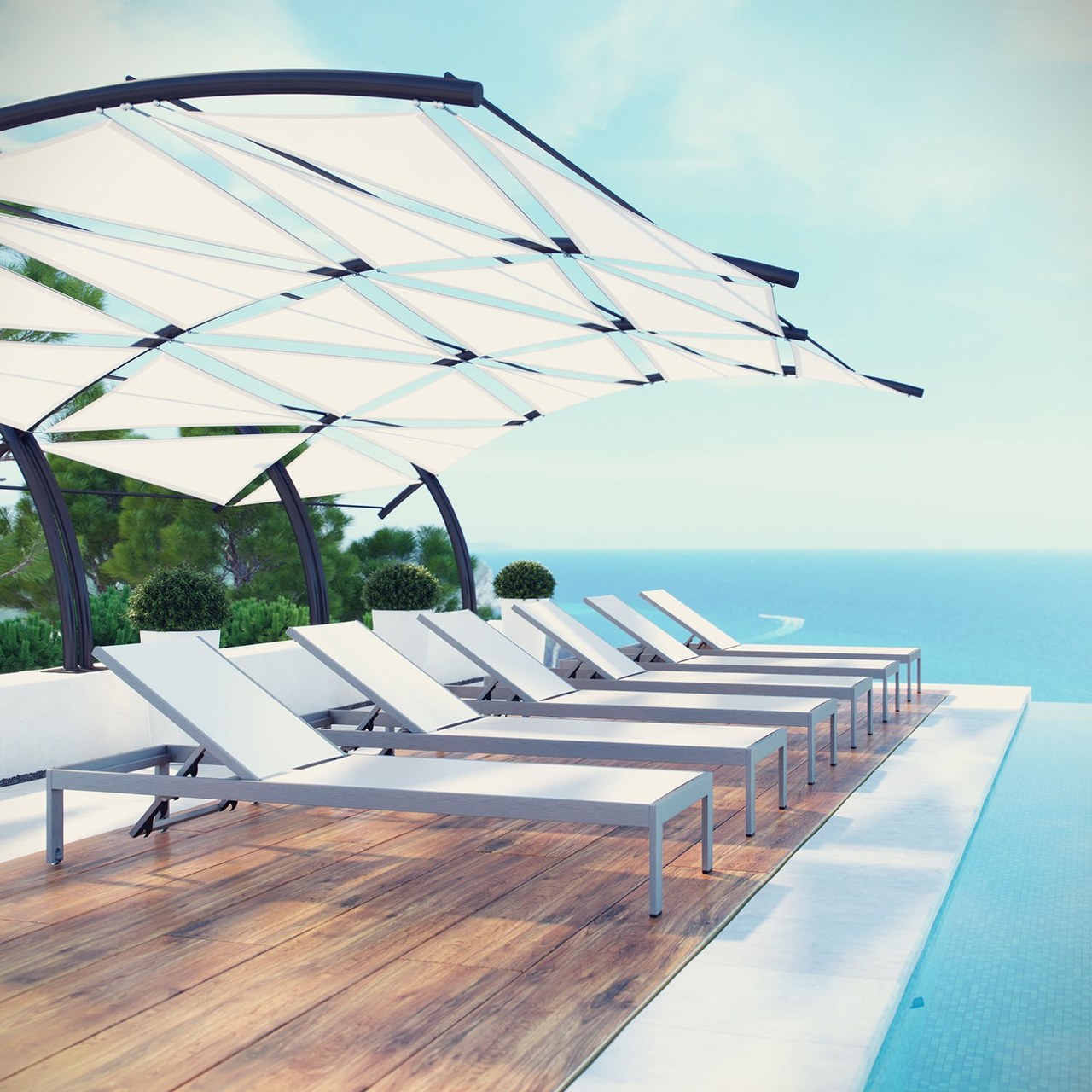 Shore Chaise Outdoor Patio Aluminum, White, Metal 11497