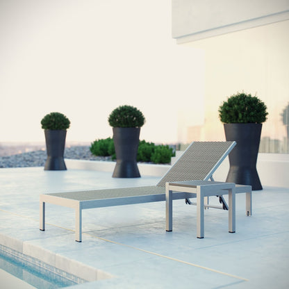 Shore Chaise and Side Table set, Grey, Metal 11498