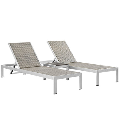 Shore Three PCS Outdoor Patio Aluminum Set, Grey, Metal 11499