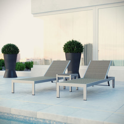 Shore Three PCS Outdoor Patio Aluminum Set, Grey, Metal 11499
