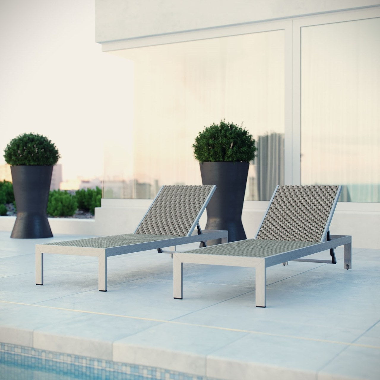 Shore Chaise Outdoor Patio Aluminum, Grey, Metal 11500