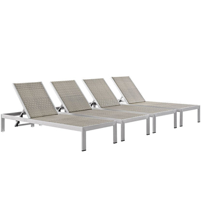 Shore Chaise Outdoor Patio Aluminum Set of 4, Grey, Metal 11501