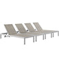 Shore Chaise Outdoor Patio Aluminum Set of 4, Grey, Metal 11501