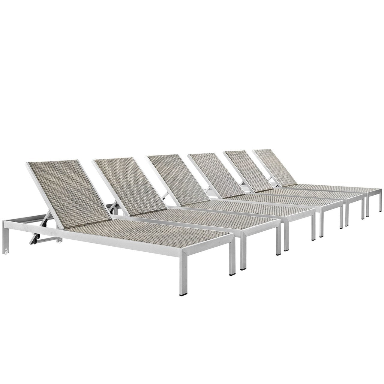 Shore Chaise Outdoor Patio Aluminum Set of 6, Grey, Metal 11502