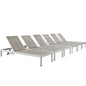 Shore Chaise Outdoor Patio Aluminum Set of 6, Grey, Metal 11502