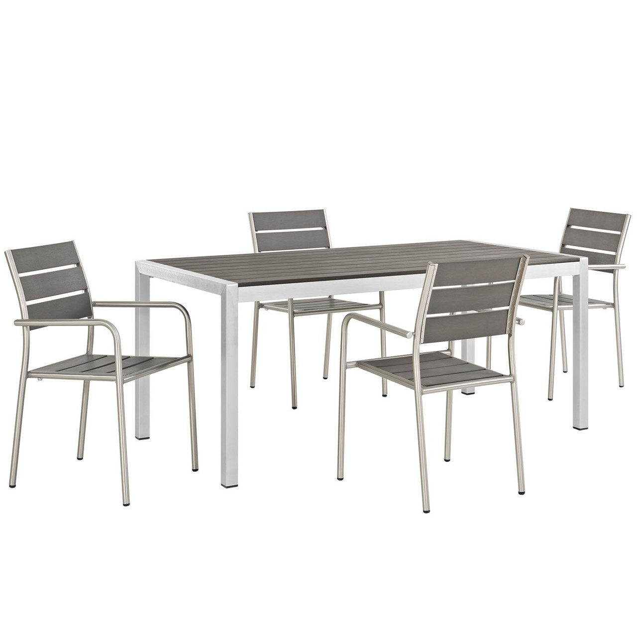 Shore Five PCS Outdoor Patio Aluminum Dining Set, Grey, Metal 11503