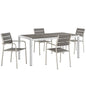Shore Five PCS Outdoor Patio Aluminum Dining Set, Grey, Metal 11503