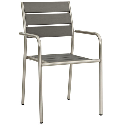 Shore Five PCS Outdoor Patio Aluminum Dining Set, Grey, Metal 11503