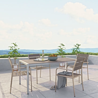 Shore Five PCS Outdoor Patio Aluminum Dining Set, Grey, Metal 11503