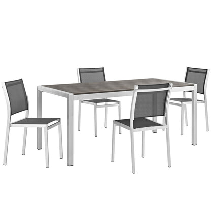 Shore Five PCS Outdoor Patio Aluminum Dining Set, Black, Metal 11504