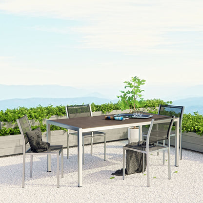 Shore Five PCS Outdoor Patio Aluminum Dining Set, Black, Metal 11504