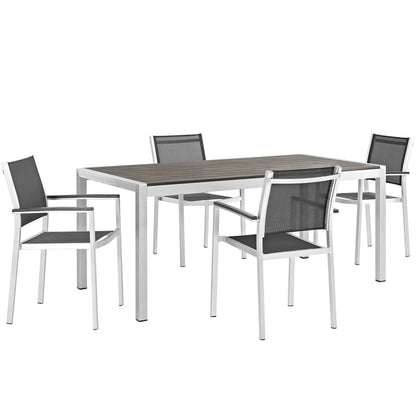 Shore Five PCS Outdoor Patio Aluminum Dining Set, Black, Metal 11505