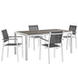 Shore Five PCS Outdoor Patio Aluminum Dining Set, Black, Metal 11505