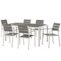 Shore 7 Piece Outdoor Patio Aluminum Dining Set, Aluminum Metal Steel, Grey Gray 13558