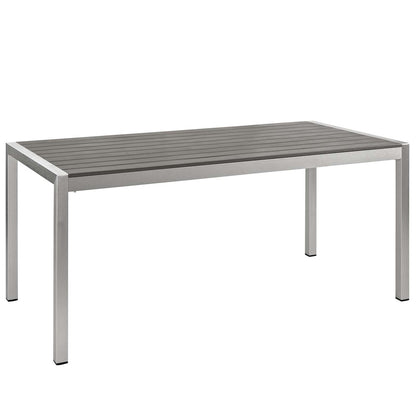 Shore 7 Piece Outdoor Patio Aluminum Dining Set, Aluminum Metal Steel, Grey Gray 13558