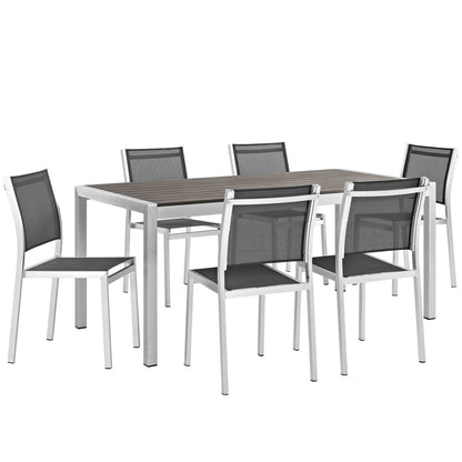 Shore Seven PCS Outdoor Patio Aluminum Dining Set, Black, Metal 11506