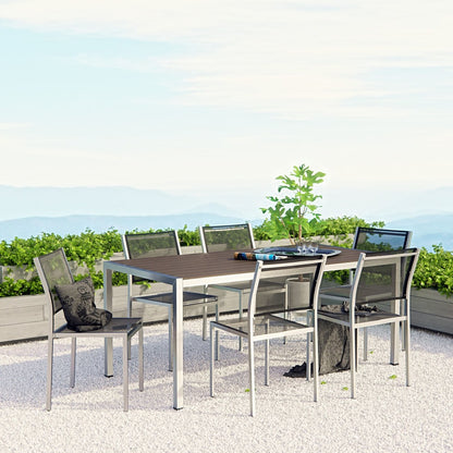 Shore Seven PCS Outdoor Patio Aluminum Dining Set, Black, Metal 11506