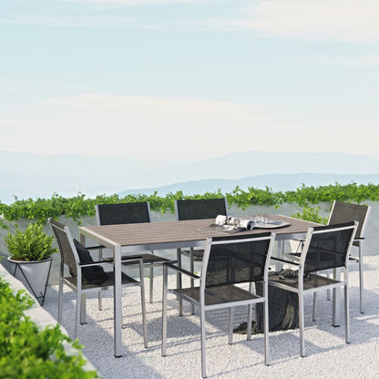 Shore Seven PCS Outdoor Patio Aluminum Dining Set, Black, Metal 11507