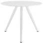 Lippa 36" Round Wood Top Dining Table with Tripod Base, White, Metal 11508