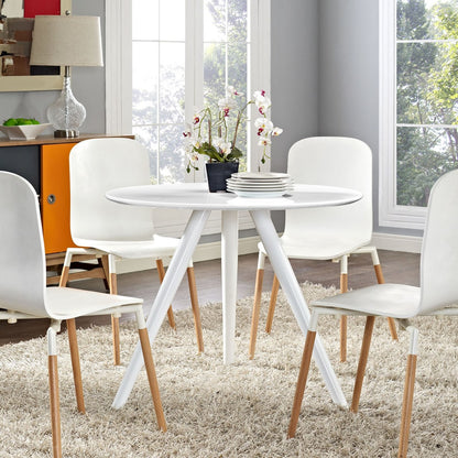 Lippa 36" Round Wood Top Dining Table with Tripod Base, White, Metal 11508