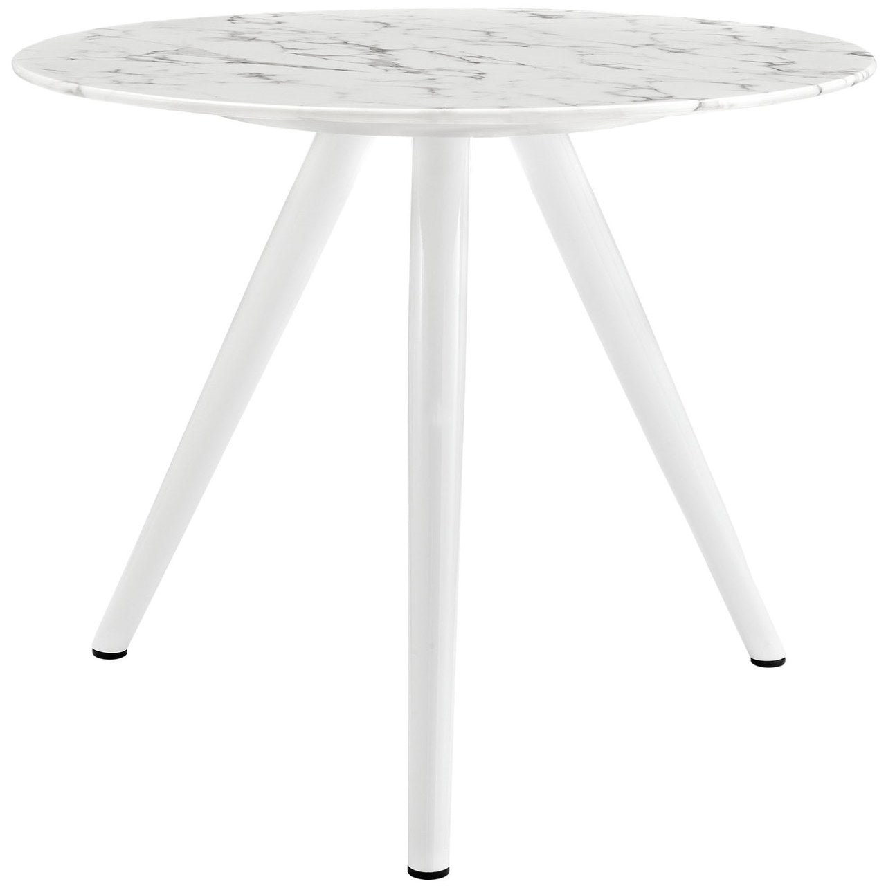 Lippa 36" Round Artificial Marble Dining Table with Tripod Base, White, Metal 11509