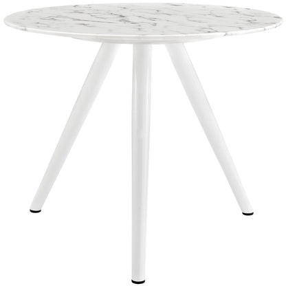 Lippa 36" Round Artificial Marble Dining Table with Tripod Base, White, Metal 11509