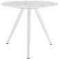 Lippa 36" Round Artificial Marble Dining Table with Tripod Base, White, Metal 11509