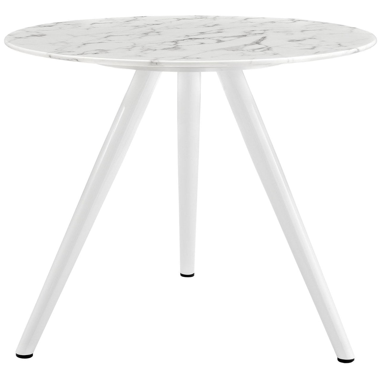 Lippa 36" Round Artificial Marble Dining Table with Tripod Base, White, Metal 11509
