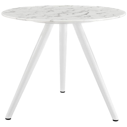 Lippa 36" Round Artificial Marble Dining Table with Tripod Base, White, Metal 11509