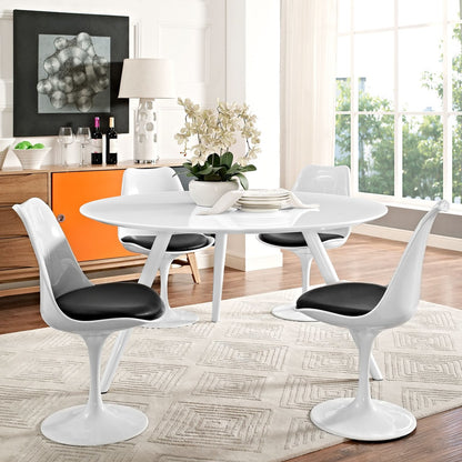 Lippa 54" Round Wood Top Dining Table with Tripod Base, White, Wood 11511