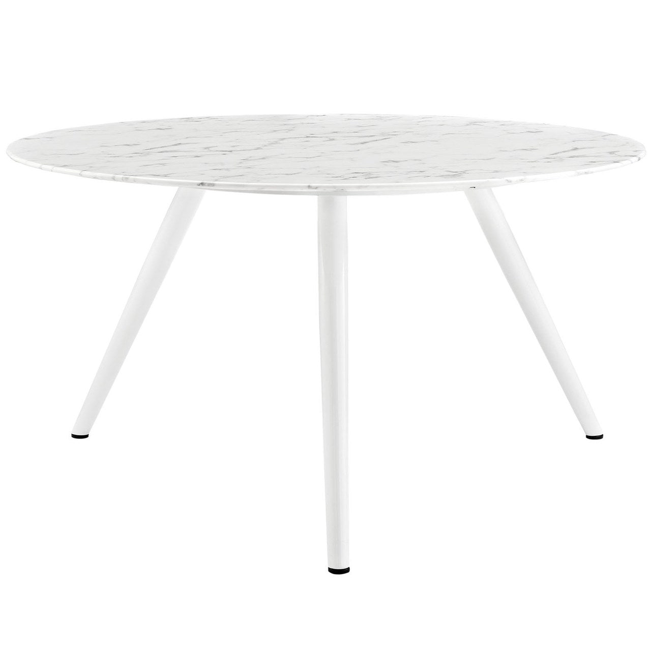 Lippa 54" Round Artificial Marble Dining Table with Tripod Base, White, Wood 11513