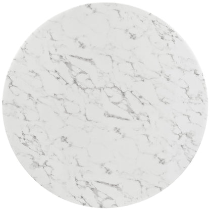 Lippa 54" Round Artificial Marble Dining Table with Tripod Base, White, Wood 11513