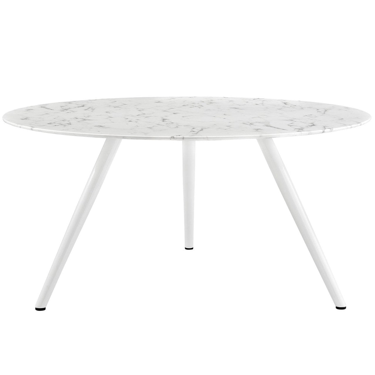 Lippa 60" Round Artificial Marble Dining Table with Tripod Base, White, Marble 11514