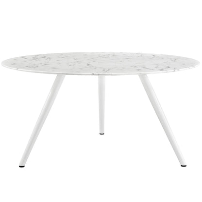 Lippa 60" Round Artificial Marble Dining Table with Tripod Base, White, Marble 11514