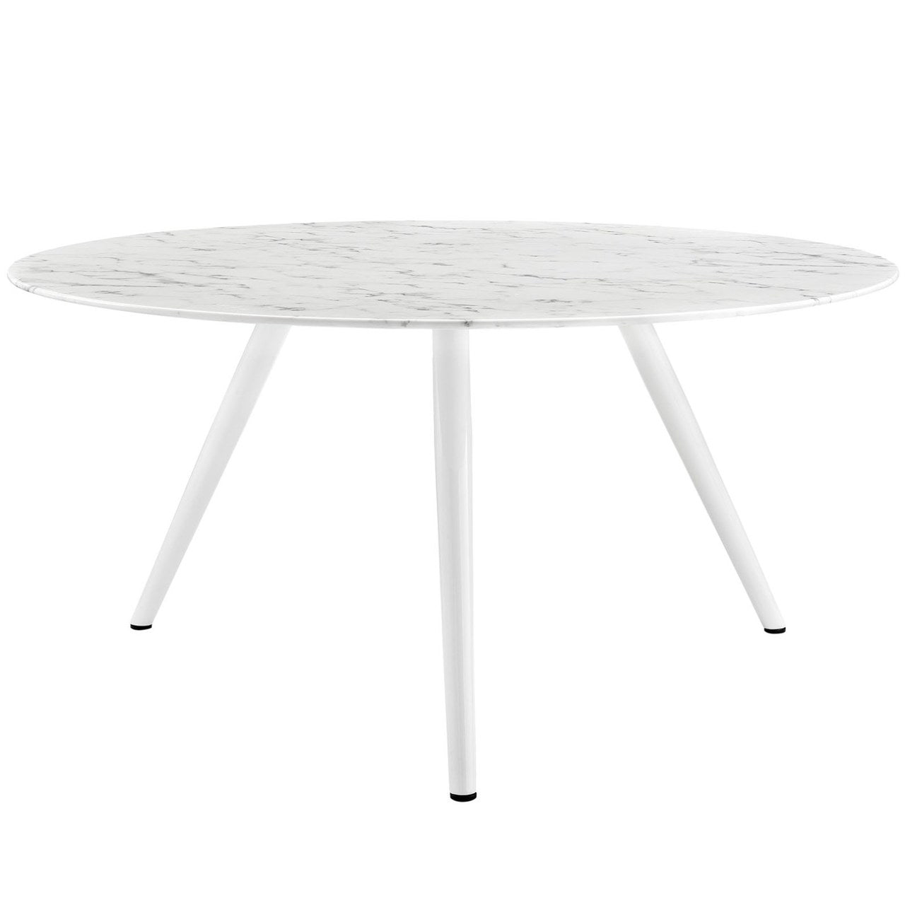 Lippa 60" Round Artificial Marble Dining Table with Tripod Base, White, Marble 11514