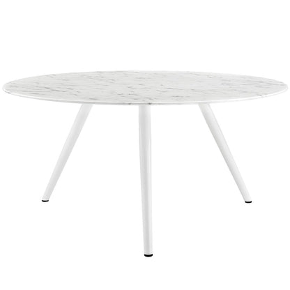 Lippa 60" Round Artificial Marble Dining Table with Tripod Base, White, Marble 11514