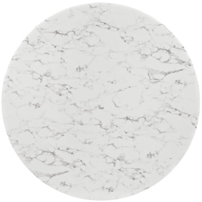 Lippa 60" Round Artificial Marble Dining Table with Tripod Base, White, Marble 11514