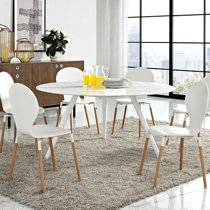 Lippa 60" Round Artificial Marble Dining Table with Tripod Base, White, Marble 11514